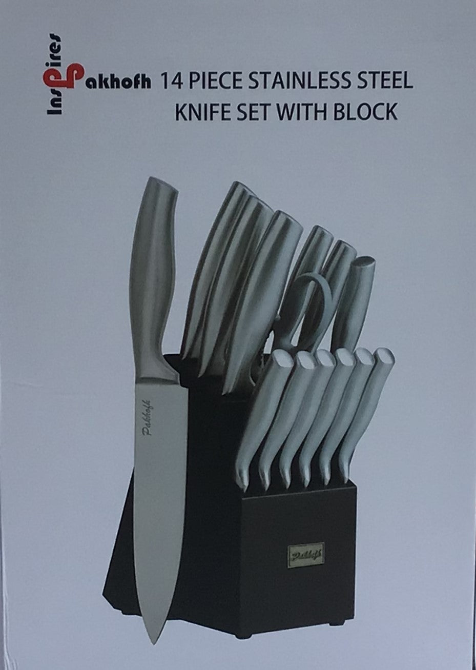  Knife Set, 15 Pcs Kitchen Knife Set With Block