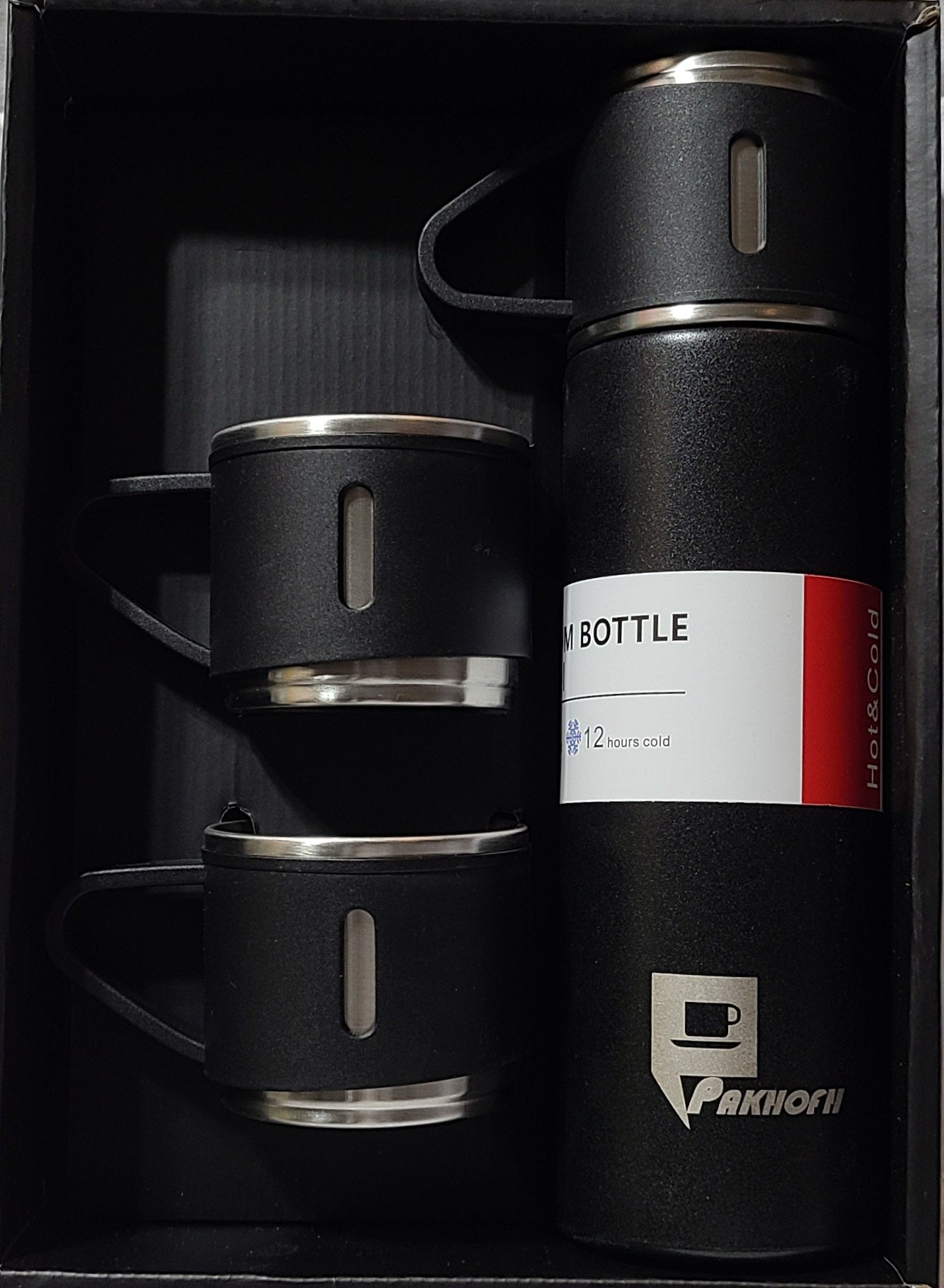 Stainless Steel 500ml Capacity Vacuum Flask Set with 2 Cups