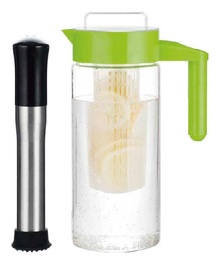 Pakhofh Fruit Infusion Muddler and Pitcher (Green & Black Plunger)