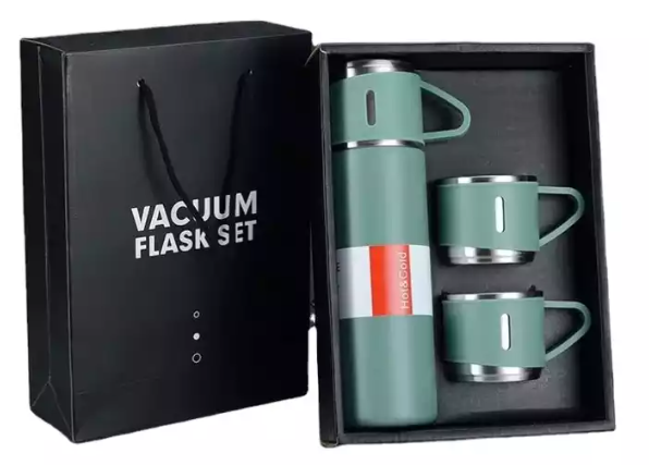 Gift Pack 304 Stainless Steel Vacuum Thermo Flask Set W/2cups insulated  Bottle